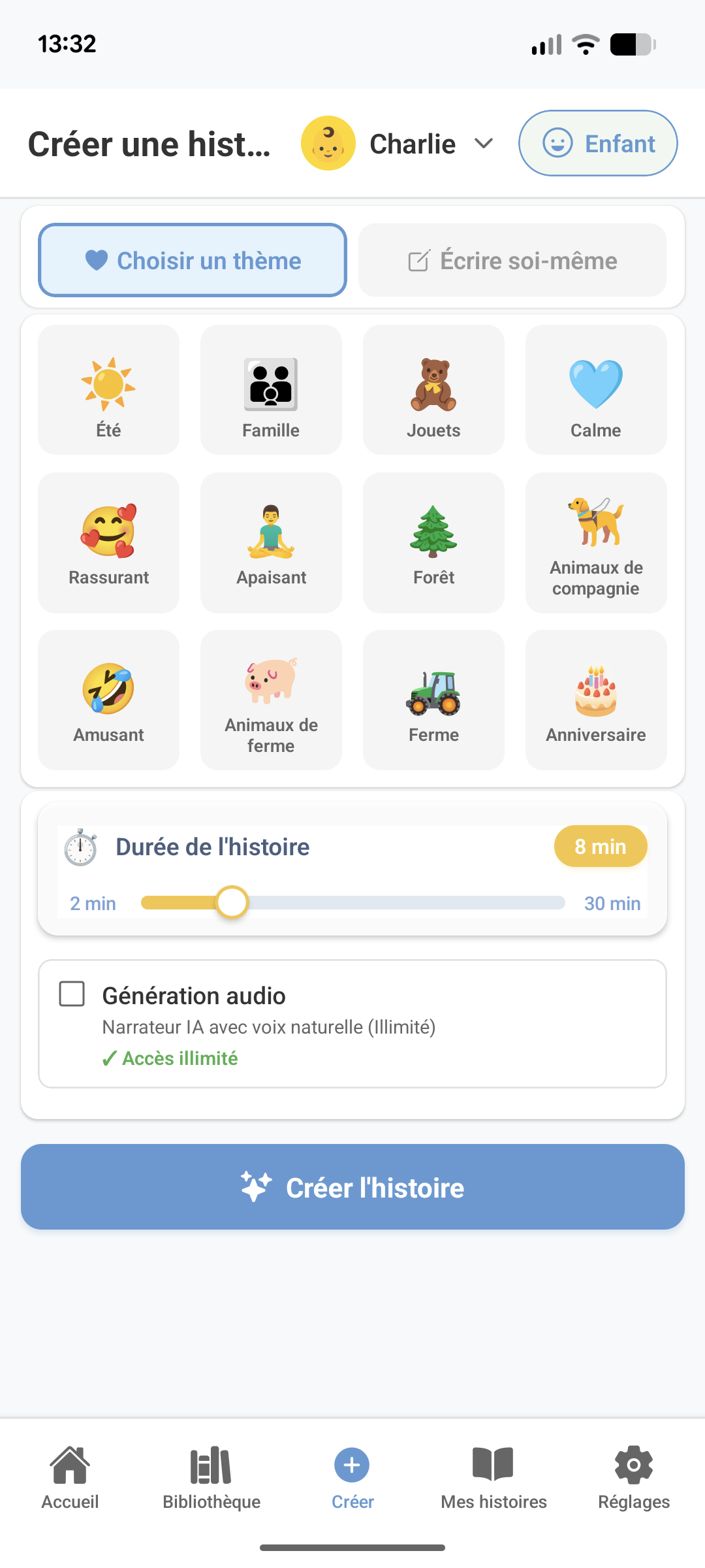 Création d'histoire Oli
